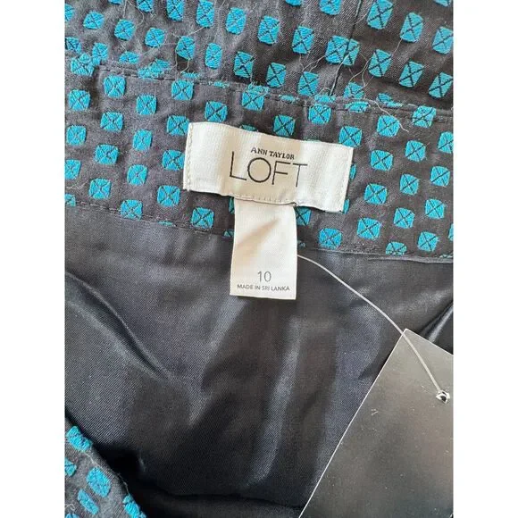 Ann Taylor LOFT NWT Skirt Sz 10 • Blue Black Geometric A-line Work wear - Picture 6 of 6